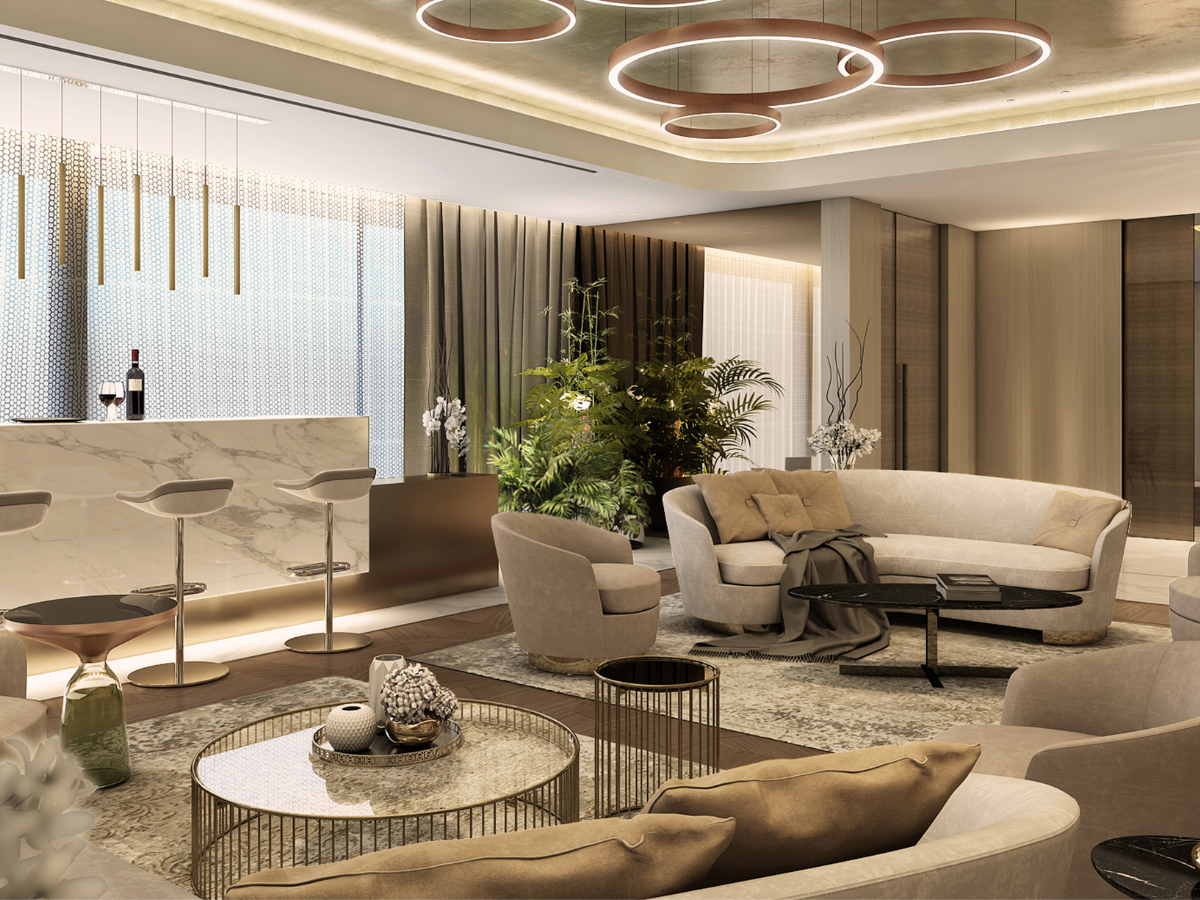 Modern full home interior with living room